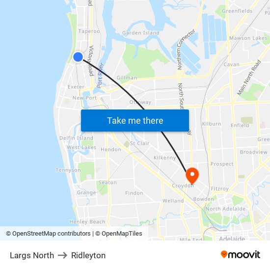 Largs North to Ridleyton map