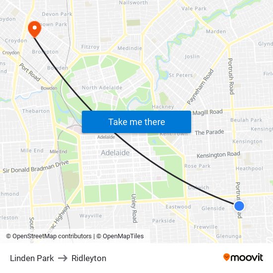 Linden Park to Ridleyton map