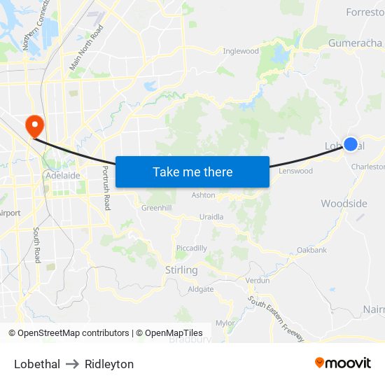 Lobethal to Ridleyton map