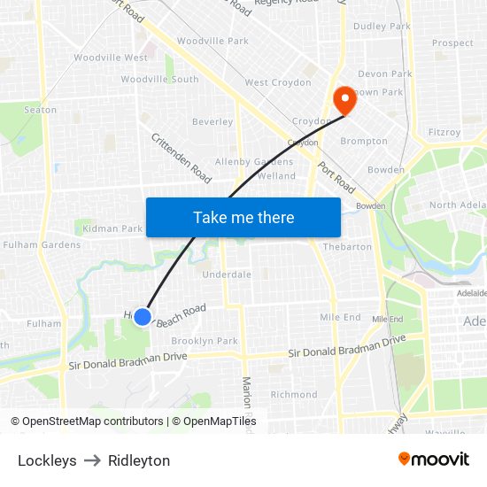 Lockleys to Ridleyton map