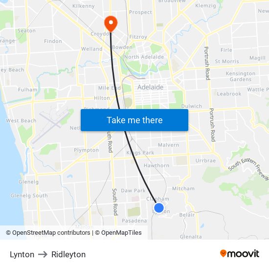 Lynton to Ridleyton map