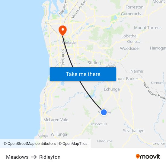 Meadows to Ridleyton map