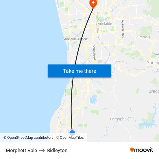 Morphett Vale to Ridleyton map