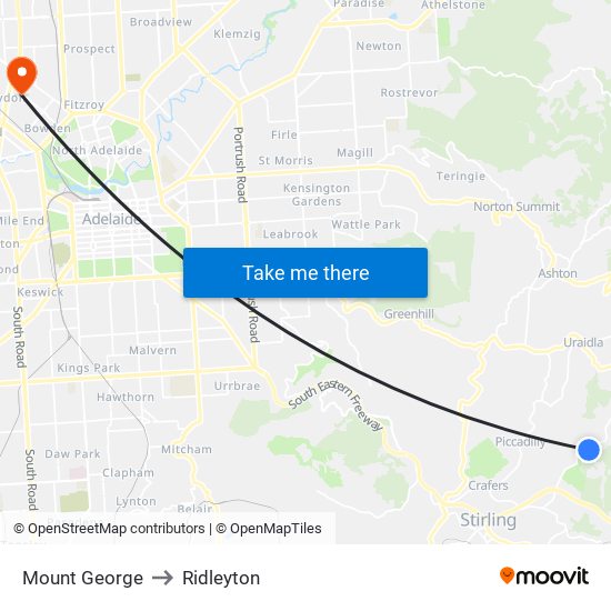 Mount George to Ridleyton map