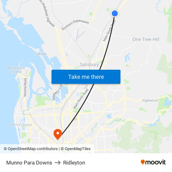 Munno Para Downs to Ridleyton map