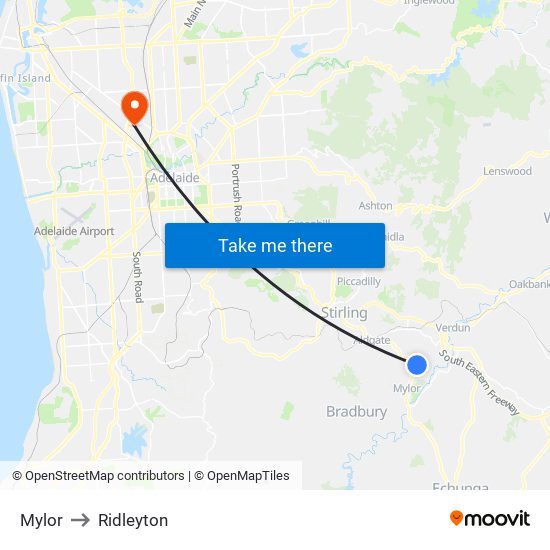 Mylor to Ridleyton map