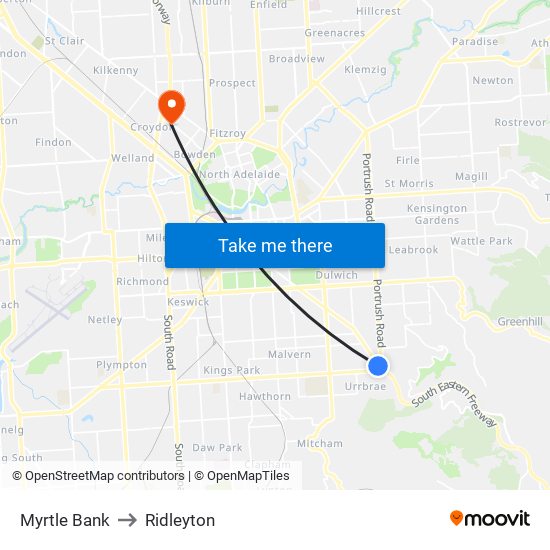 Myrtle Bank to Ridleyton map