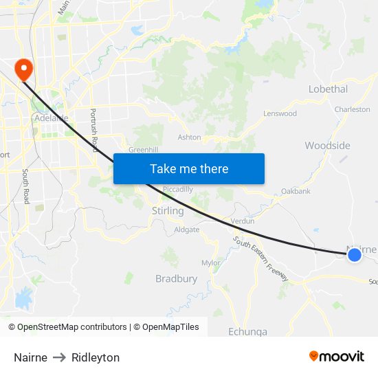 Nairne to Ridleyton map