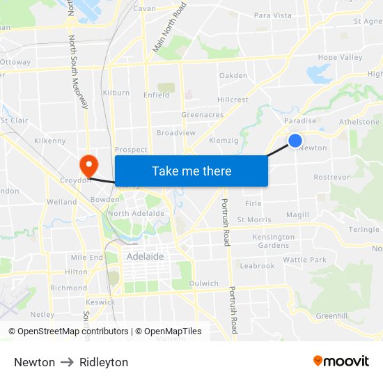 Newton to Ridleyton map