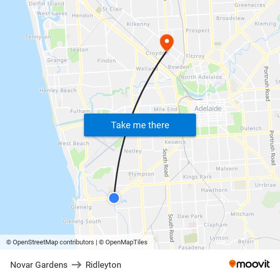 Novar Gardens to Ridleyton map