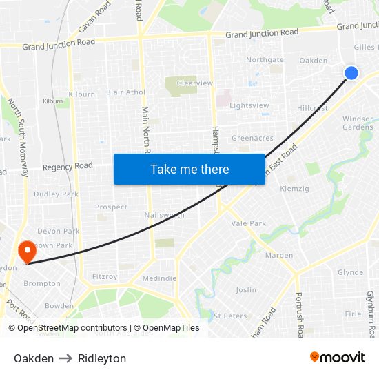 Oakden to Ridleyton map