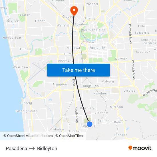 Pasadena to Ridleyton map