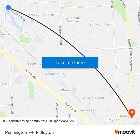 Pennington to Ridleyton map