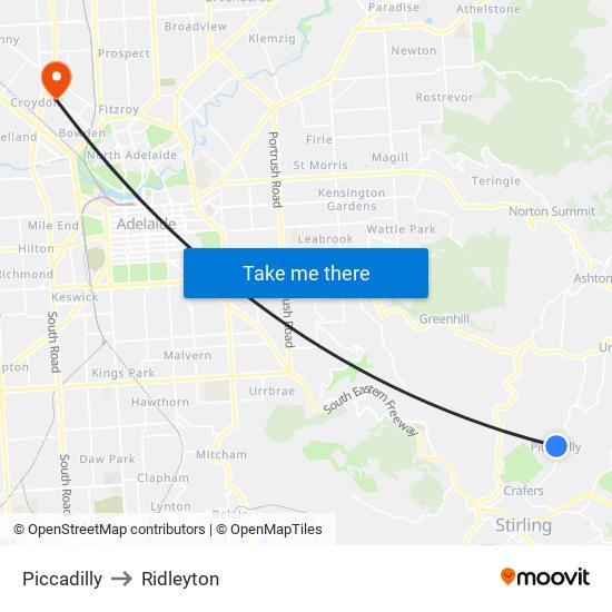 Piccadilly to Ridleyton map