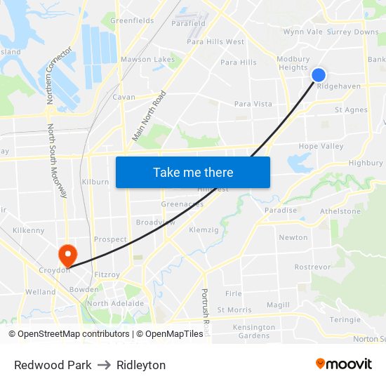 Redwood Park to Ridleyton map