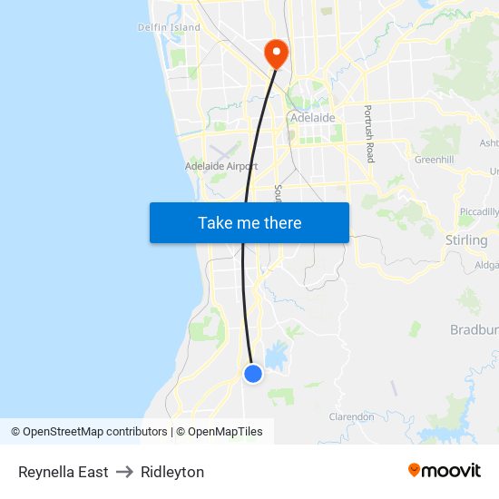 Reynella East to Ridleyton map