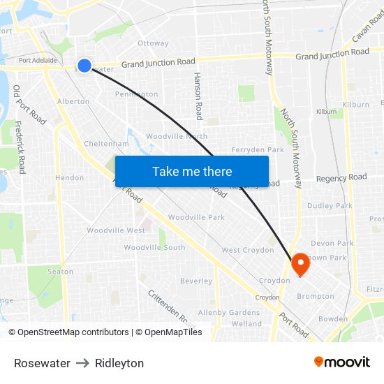 Rosewater to Ridleyton map