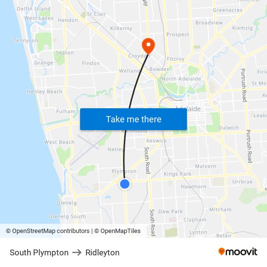 South Plympton to Ridleyton map