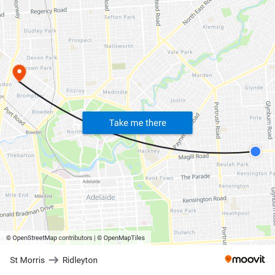 St Morris to Ridleyton map