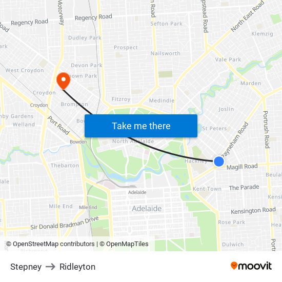 Stepney to Ridleyton map