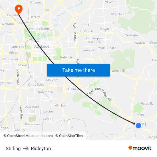 Stirling to Ridleyton map