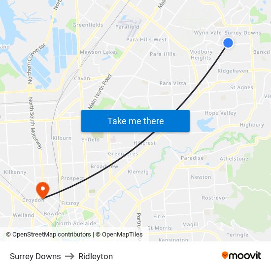 Surrey Downs to Ridleyton map