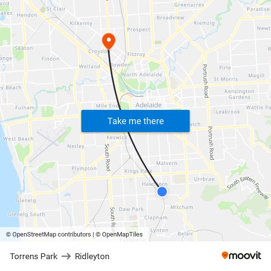 Torrens Park to Ridleyton map