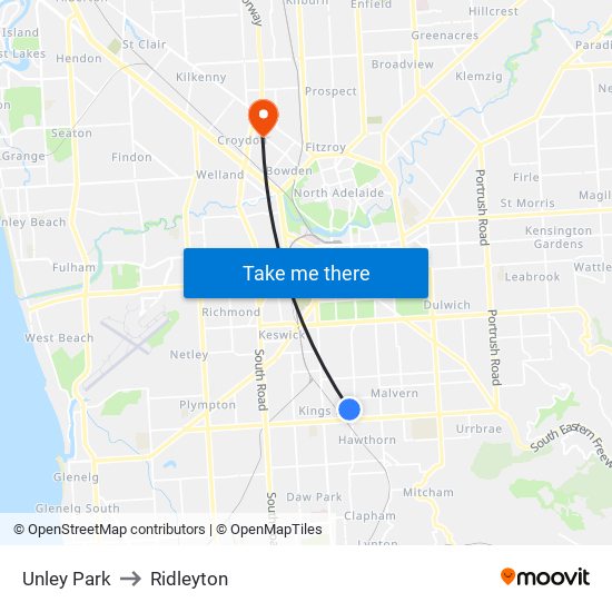 Unley Park to Ridleyton map