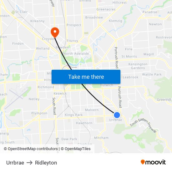 Urrbrae to Ridleyton map