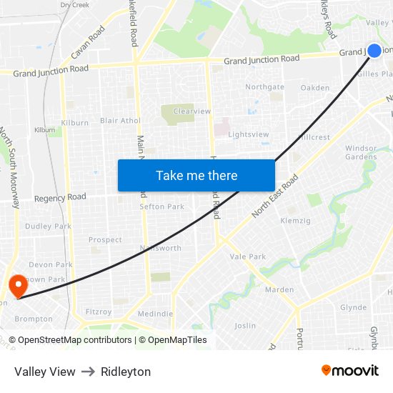 Valley View to Ridleyton map