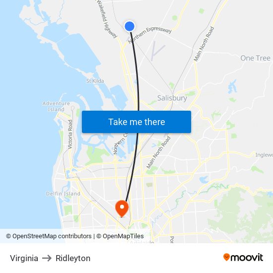 Virginia to Ridleyton map