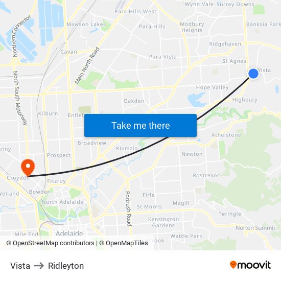 Vista to Ridleyton map