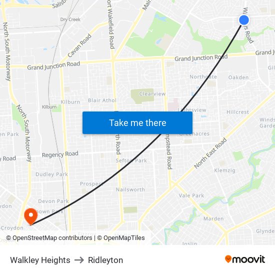 Walkley Heights to Ridleyton map