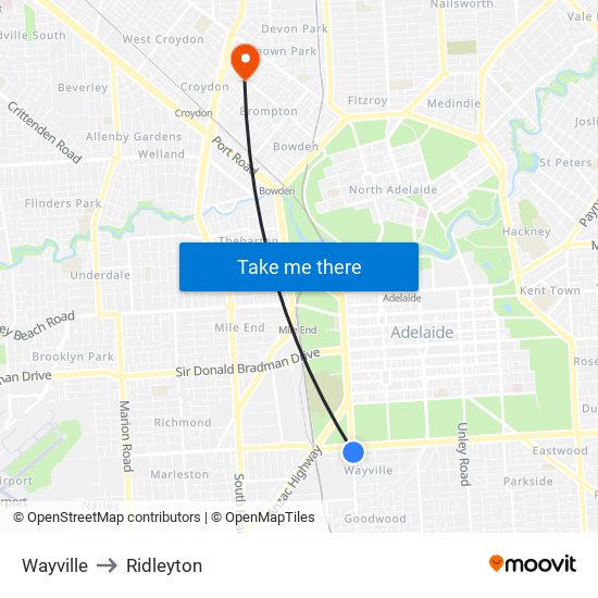 Wayville to Ridleyton map