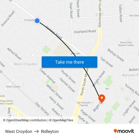 West Croydon to Ridleyton map