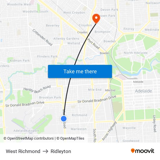 West Richmond to Ridleyton map