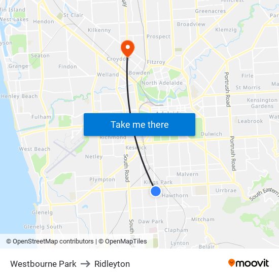 Westbourne Park to Ridleyton map