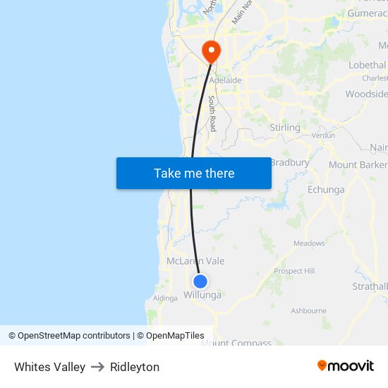 Whites Valley to Ridleyton map