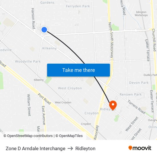 Zone D Arndale Interchange to Ridleyton map