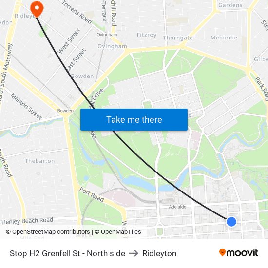 Stop H2 Grenfell St - North side to Ridleyton map