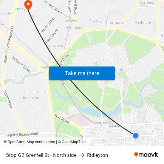 Stop G2 Grenfell St - North side to Ridleyton map