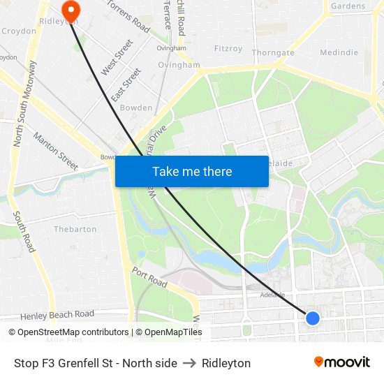 Stop F3 Grenfell St - North side to Ridleyton map