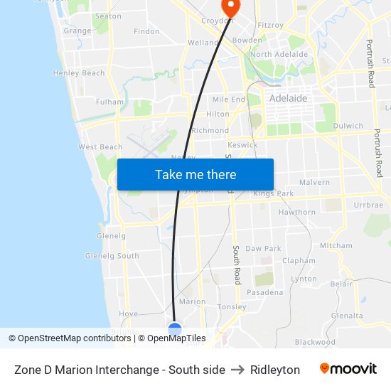 Zone D Marion Interchange - South side to Ridleyton map