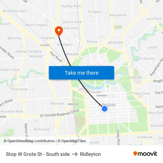 Stop W Grote St - South side to Ridleyton map