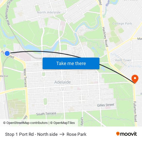 Stop 1 Port Rd - North side to Rose Park map