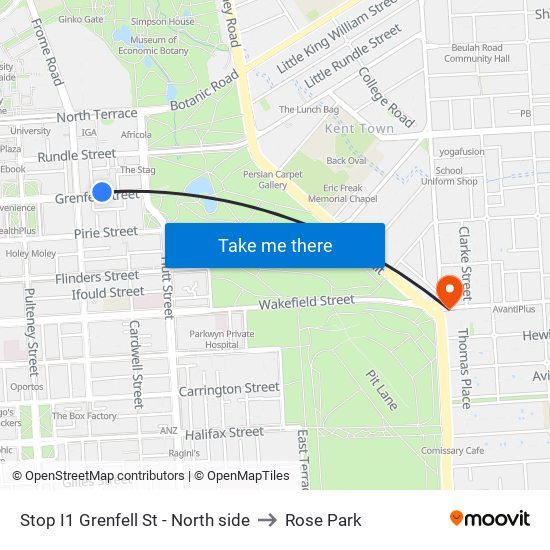 Stop I1 Grenfell St - North side to Rose Park map