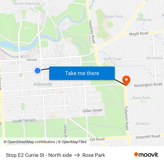Stop E2 Currie St - North side to Rose Park map