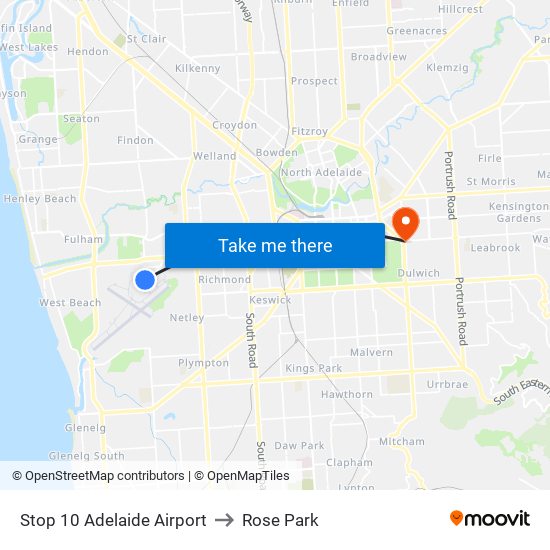 Stop 10 Adelaide Airport to Rose Park map