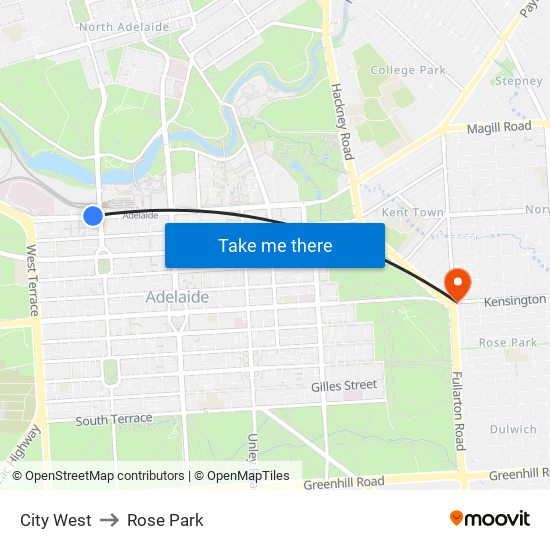 City West to Rose Park map