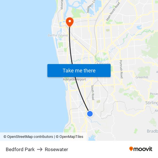 Bedford Park to Rosewater map